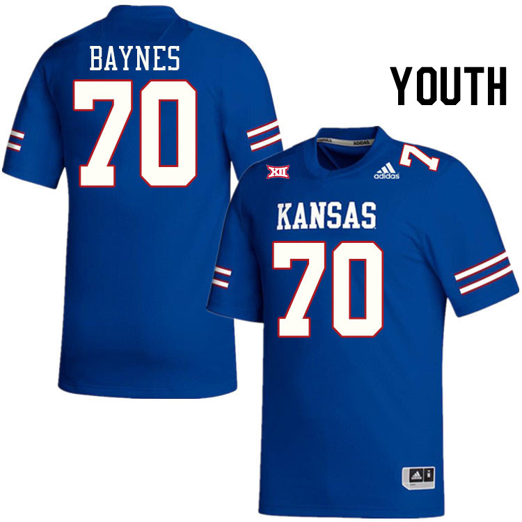 Youth #70 Kobe Baynes Kansas Jayhawks College Football Jerseys Stitched Sale-Royal